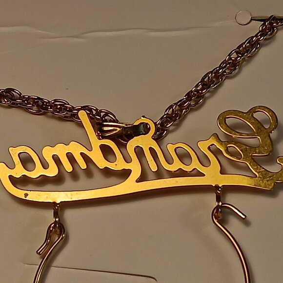 'Grandma' gold tone fashion removable birthstone charm necklace w/ 7 charms - Picture 7 of 8